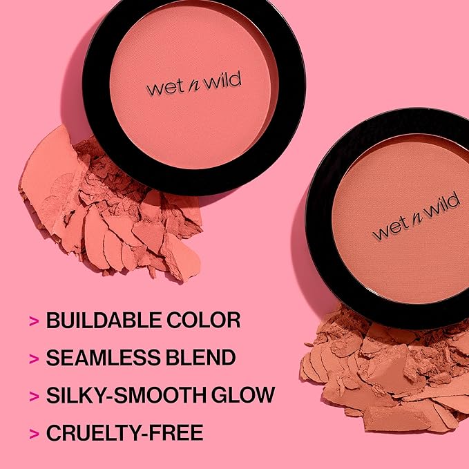 wet n wild Color Icon Blush, Effortless Glow & Seamless Blend infused with Luxuriously Smooth Jojoba Oil, Sheer Finish with a Matte Natural Glow, Cruelty-Free & Vegan - Pearlescent Pink-Velvo Beauty