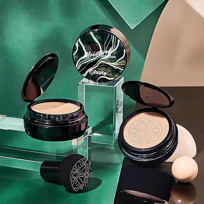 Moisture Cushion CC Cream Foundation for Mature Skin - Flawless Concealer BB Cream with Mushroom Head, Long-Lasting Waterproof Air Cushion CC, Natural honey and pine Makeup cream, Even Skin Tone（02#）-Velvo Beauty