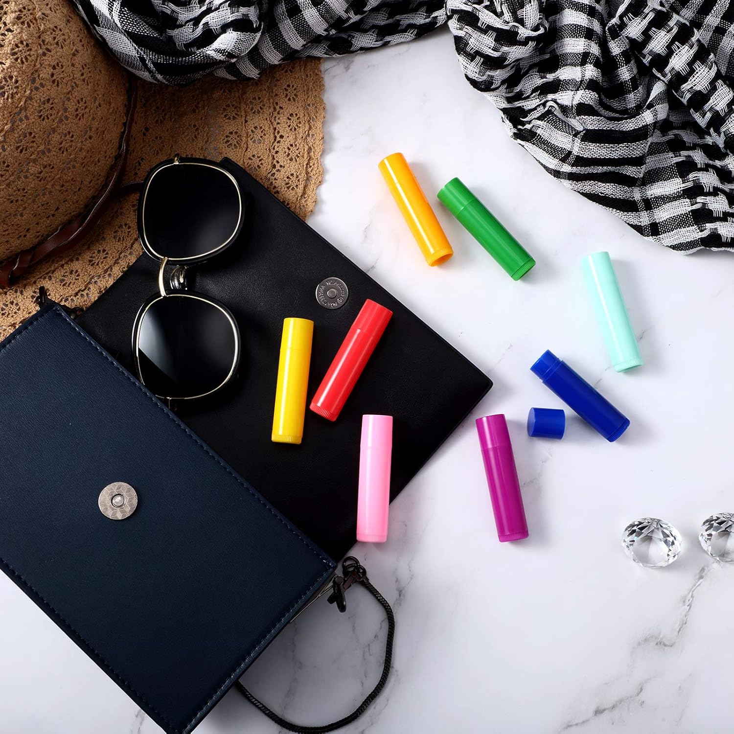 64 Pieces Lip Balm Tubes 5 ml Empty Lip Gloss Balm Containers Refillable Rotatable Plastic Lipstick Tubes DIY Lip Gloss Balm Tube Holder for DIY Cosmetic, 8 Colors-Velvo Beauty