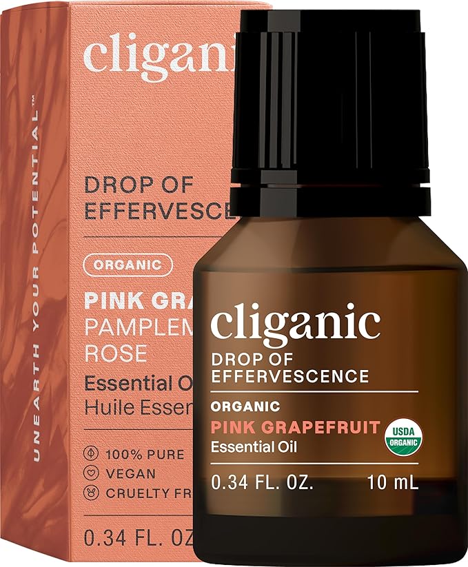 Cliganic Organic Pink Grapefruit Essential Oil, 100% Pure Natural, for Aromatherapy | Non-GMO Verified (Packaging May Vary)-Velvo Beauty