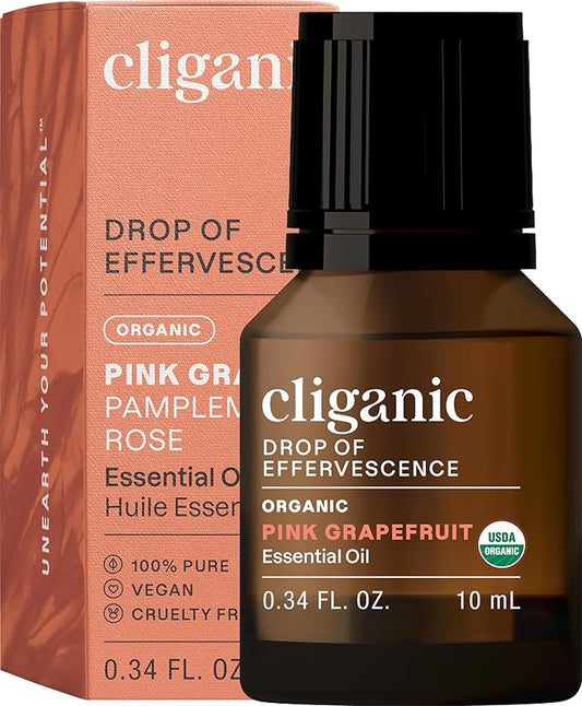 Cliganic Organic Pink Grapefruit Essential Oil, 100% Pure Natural, for Aromatherapy | Non-GMO Verified (Packaging May Vary)-Velvo Beauty