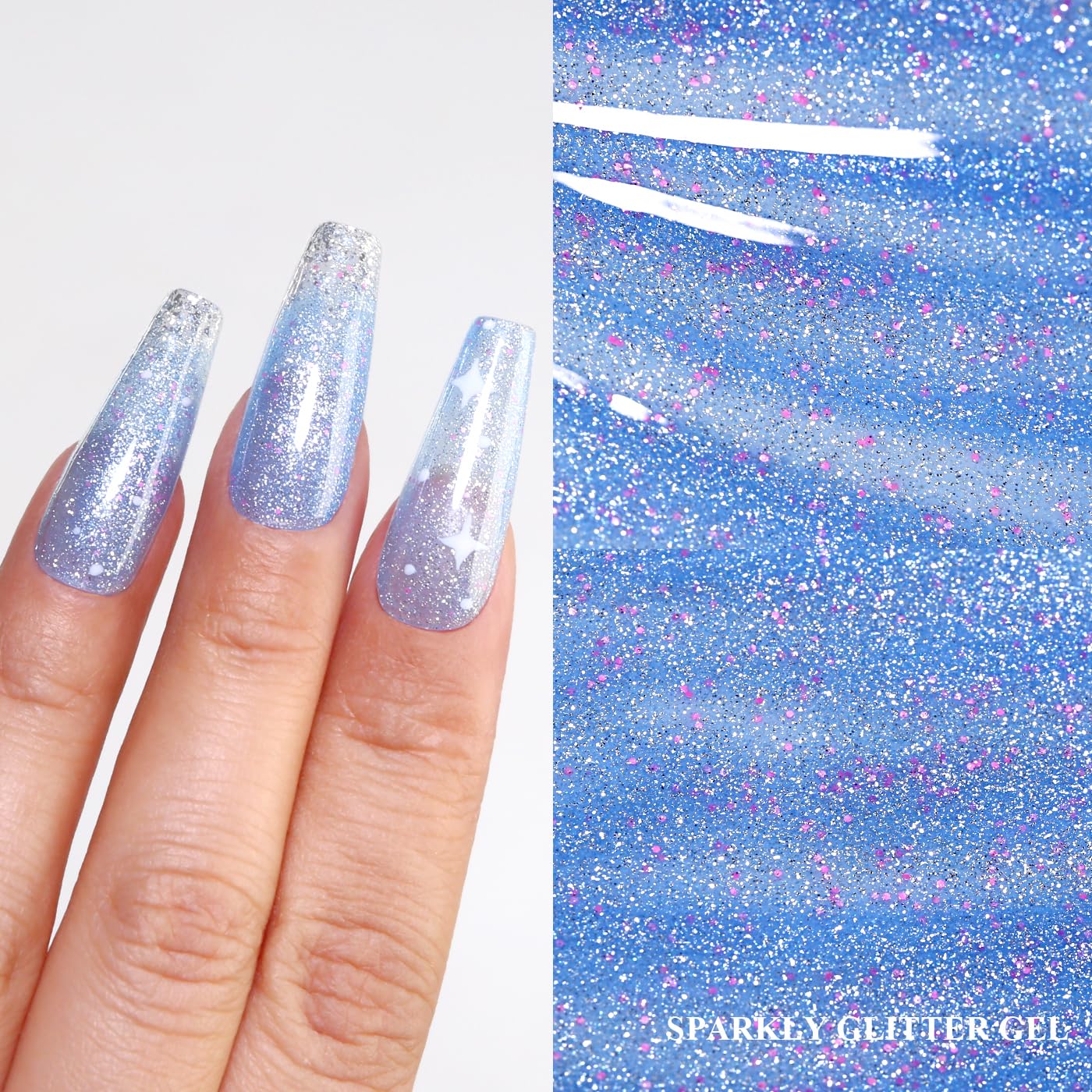 Imtiti Glitter Gel Nail Polish, Light Blue Iridescent Glitter Gel Polish Diamond Shimmer Sparkle Soak Off UV LED Nail Gel Polish Autumn Winter Gel Polish Manicure Gel Nail Kit 10ML-Velvo Beauty