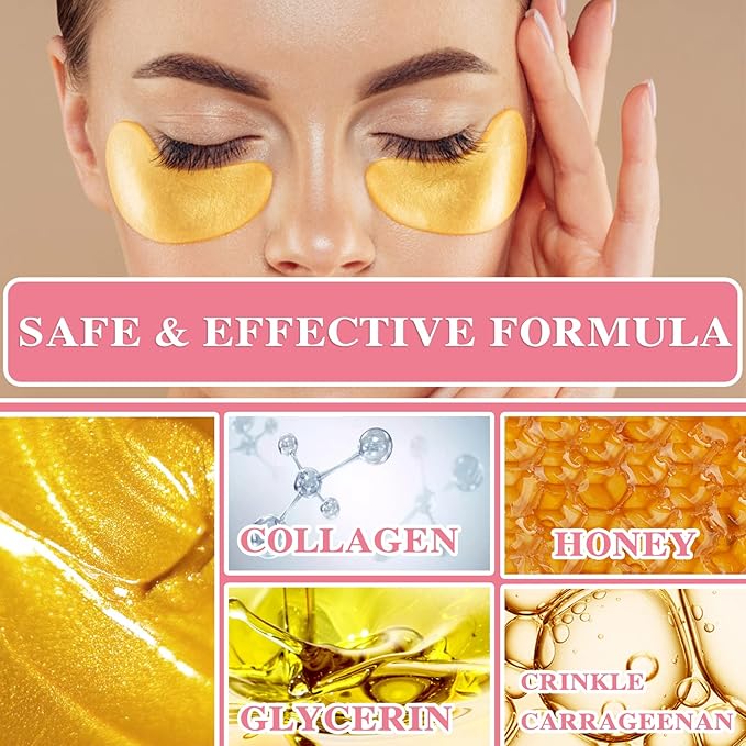 Under Eye Patches for Puffy Eyes & Dark Circles Treatments- 30 Pairs - Moisturizing Eye Mask for Reducing Fine Line,Hydrating Under Eye Pads,Improve Smooth Wrinkles and Under Eye Bags(Gold)-Velvo Beauty