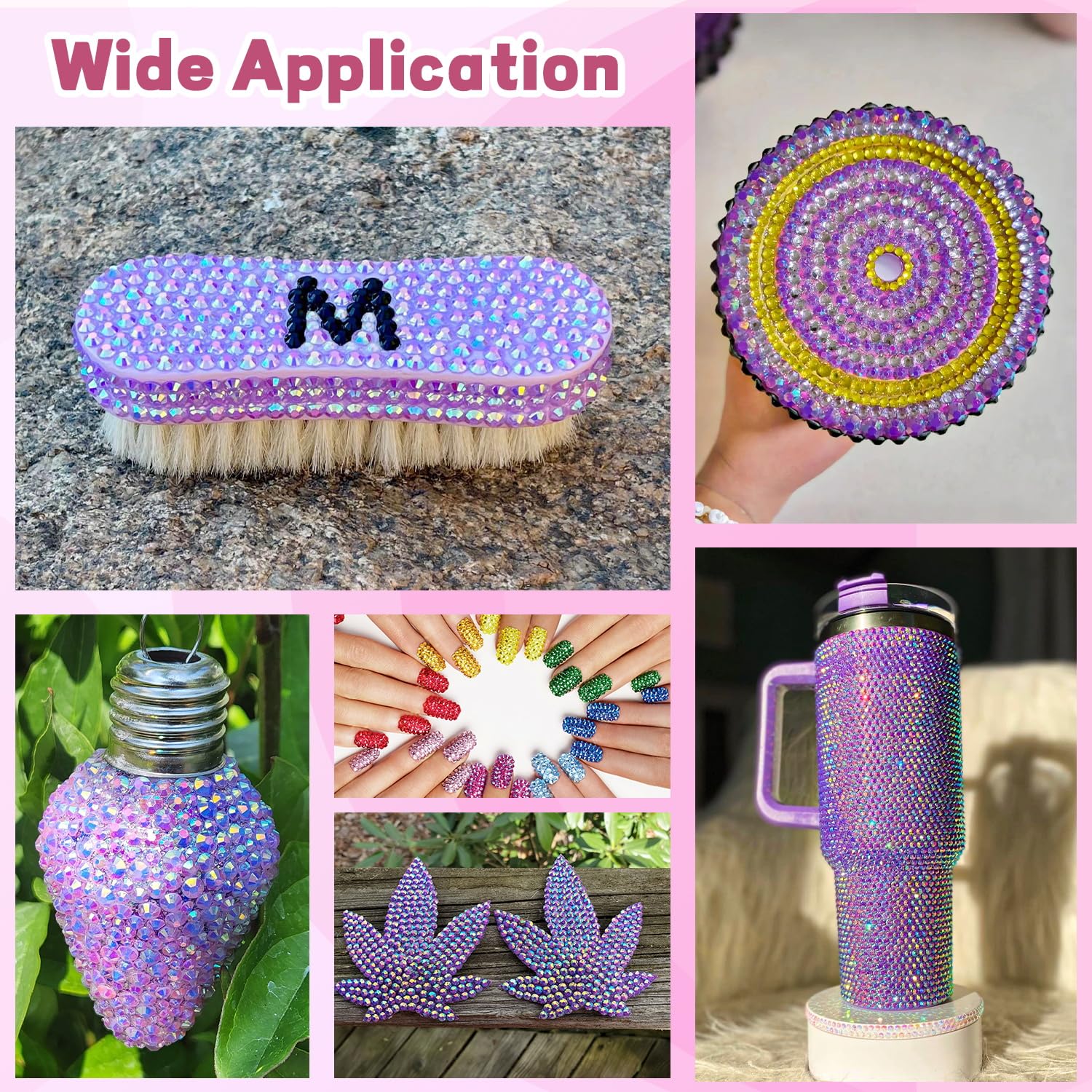 20000Pcs Purple Rhinestones for Bedazzling with 1Pcs B7000 Jewelry Glue, Resin Rhinestones for Crafting Crafts DIY, Bedazzler Kit Gems for Clothing Shoes Tumblers Nail Art Assorted Size 3/4/5/6mm-Velvo Beauty