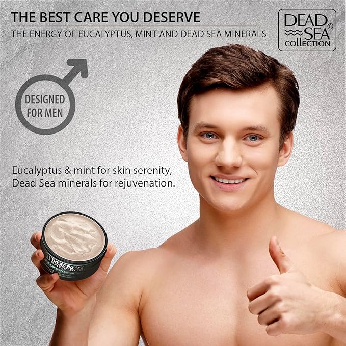 Salt Body Scrub Eucalyptus & Mint For Men– Moisturizes, Exfoliates & Nourishes Skin – Cleanses & Detoxifies with Dead Sea Minerals – Dead Sea Collection - 23.28 OZ-Velvo Beauty
