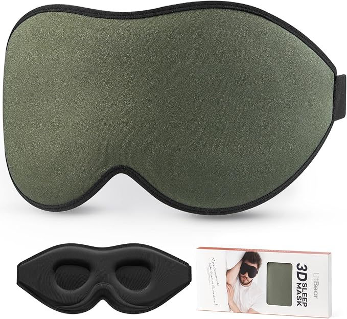 LitBear Sleep Mask for Men Side Sleeper, Sleeping Mask for Women Light Blocking, 3D Contoured Cup Eye Mask Sleeping, Soft Lightweight Sleep Eye Mask with Adjustable Elastic Strap for Traveling-Velvo Beauty