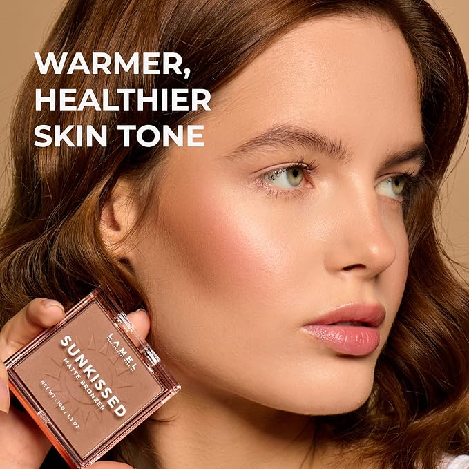LAMEL Sunkissed Matte Bronzer Face Powder - Non-Shimmer, Long Lasting, Non-Greasy Bronzing Organic Makeup Formula - Matte Finish - Natural Tan Skin - N. 401-0.35oz.-Velvo Beauty