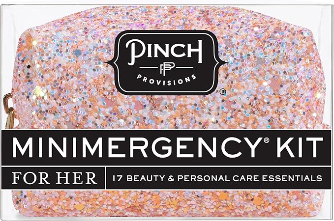 Pinch Provisions Rosé Minimergency Kit, includes 17 Travel-Sized Cosmetic Essentials, Convenient for Purses, Emergency Beauty Accessories, Gifts for Holiday’s & Birthday’s-Velvo Beauty