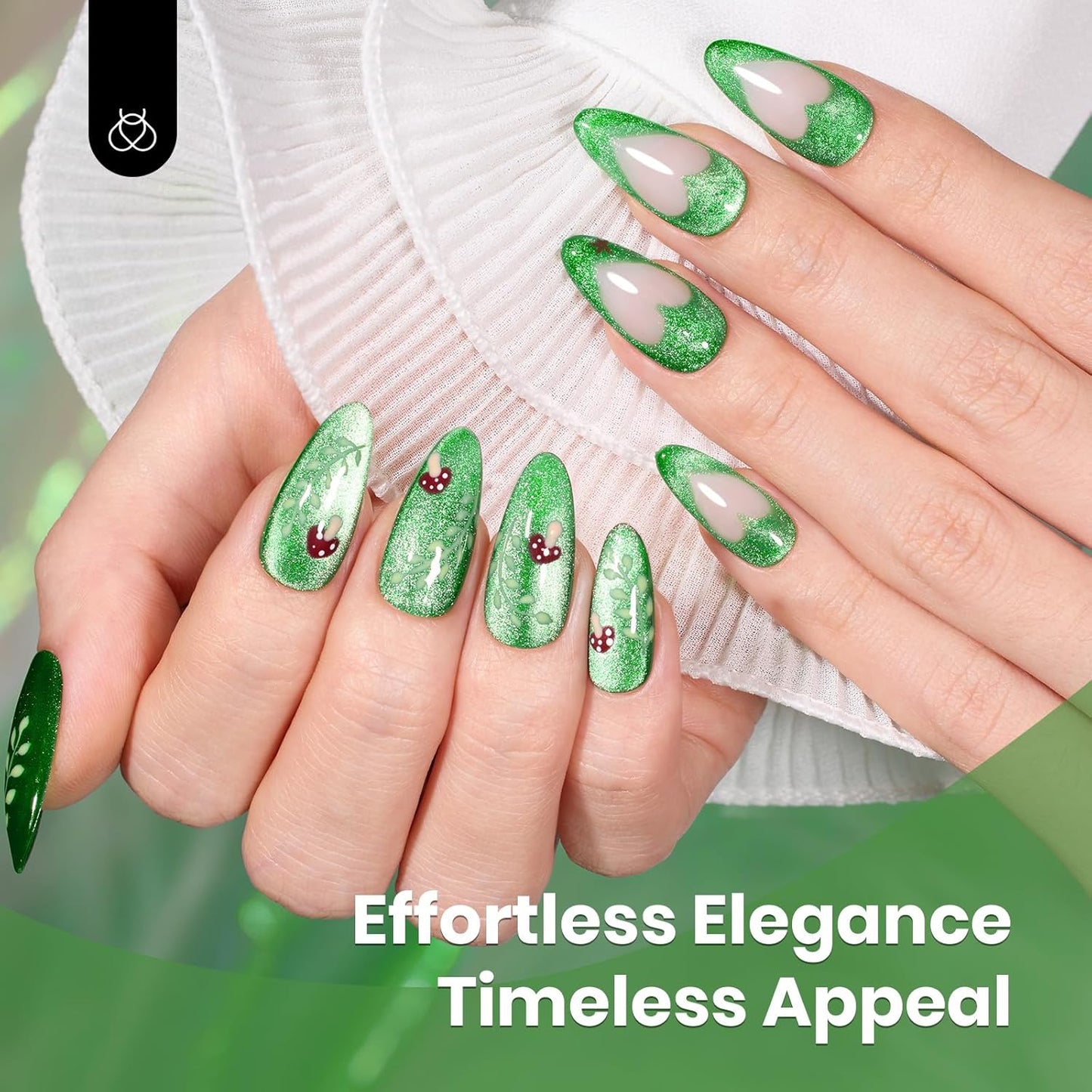 Beetles Green Cat Eye Gel Polish, 15ML Summer Emerald Green Gel Nail Polish with Magnet Soak Off UV Shimmer Velvet Gel Enchanted Glimmer Series French Nail Art Manicure Gifts for Women-Velvo Beauty