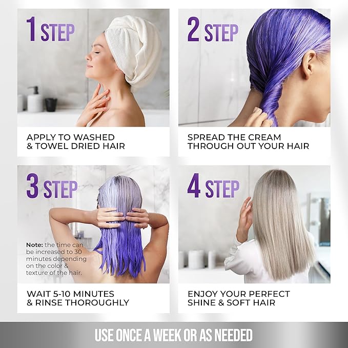 SUNATORIA New Keratin Purple Hair Mask- Blonde Hair Purple Toner - Repair & Nourishment Treatment For Bleached, Brassy Hair - Blue Hair Mask, No Yellow Tones - Deep Conditioner For Color Treated Locks-Velvo Beauty