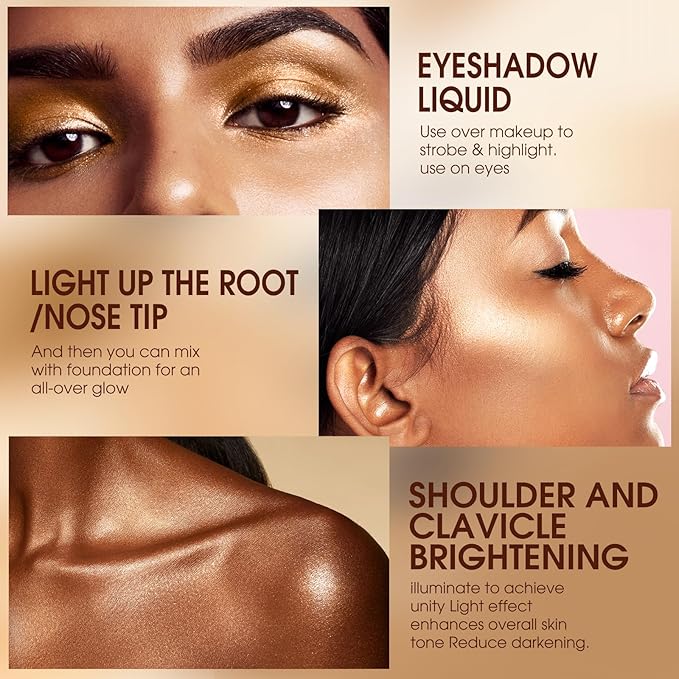 URQT Highly Pigmented Liquid Contour Highlighter - Built-in Sponge Tip Sculpted Complexion Wand Contour Natural Weightless Buildable Highlighters Contour Contouring Bronzer (#03 LIQUID GOLD)-Velvo Beauty