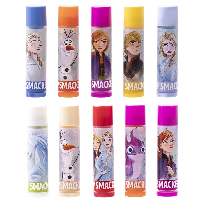 Lip Smacker Disney Frozen 2 Party Pack - 10 Moisturizing Lip Balms, Clear Matte, Hydrating & Protecting - Cruelty-Free- Frozen 2-Velvo Beauty