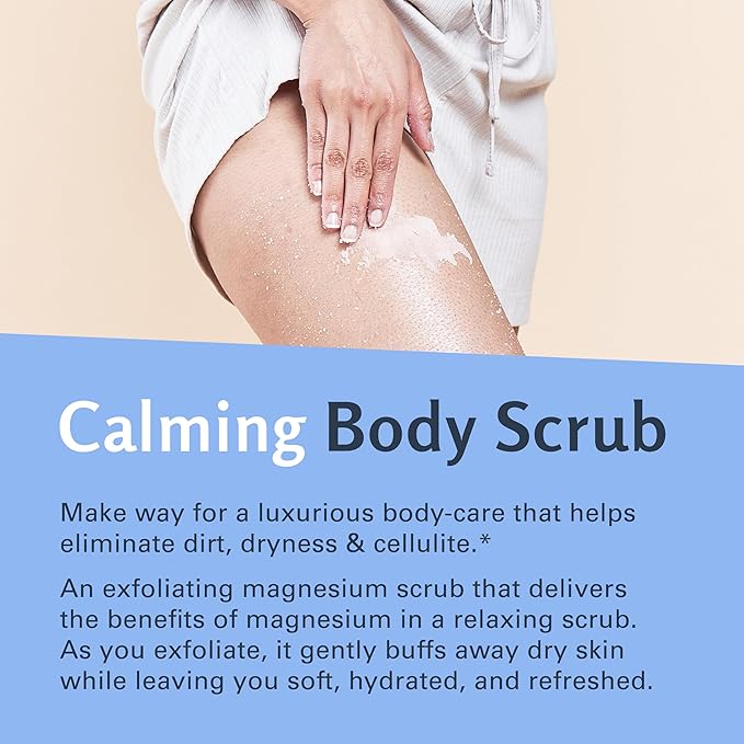 Magnesium Body Scrub for Sore Muscles, Exfoliation, Relaxation and Deep Hydration | Calming & Moisturizing Mineral-Rich Dead Sea Salt Formula With Collagen, Stem Cell & Shea Butter, 16 OZ (453 G)-Velvo Beauty