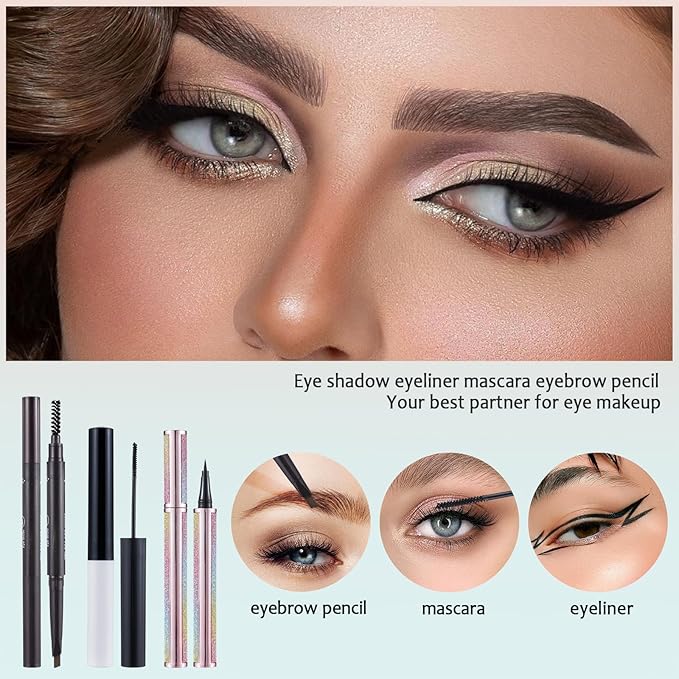 Makeup Kit For Women Full kit, Makeup Set For Teen Girls Eyeshadow Lip gloss Lipstick Make up Brushes Eyebrow Eyeliner Pen Liquid Concealer Foundation Primer Puff Eye shadow Shields Eye Brow Stencil-Velvo Beauty