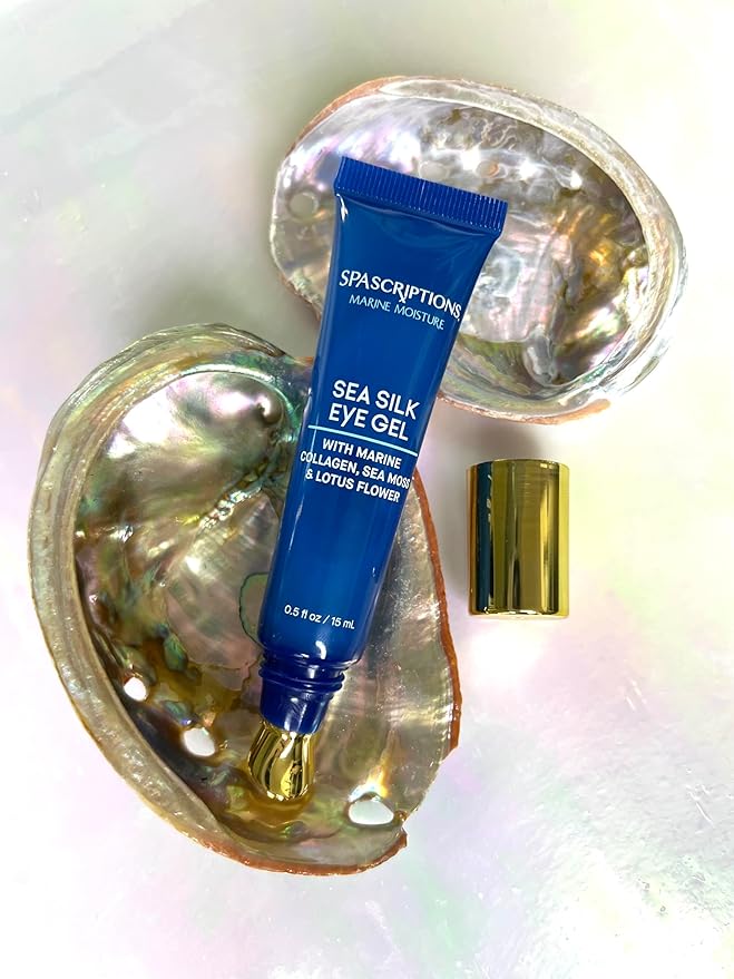 Spascriptions Marine Moisture Sea Silk Eye Gel, 0.5 fl oz (pack of 1), Under-Eye Gel Moisturizer with Natural Marine Collagen, Cruelty Free-Velvo Beauty
