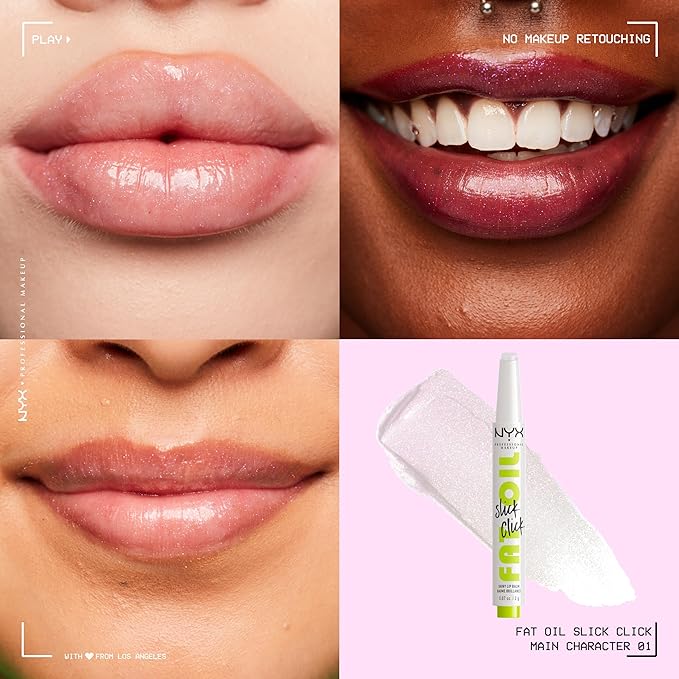 NYX PROFESSIONAL MAKEUP Fat Oil Slick Click, Lightweight, Buildable, Pigmented Vegan Lip Balm - Main Character-Velvo Beauty