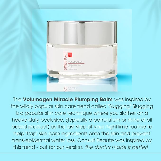 Consult Beaute Volumagen Miracle Plumping Barrier Balm - Facial Moisture Slugging - Overnight Deep Skin Hydration - Dry Skin - Hyaluronic Acid - Petrolatum Free - Lanolin Free - Mineral Oil Free 1 oz-Velvo Beauty