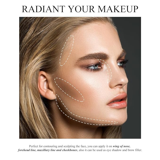 KYDA Face Sculpting Contour Palette, Natural Shimmer Smooth Contour Pressed Powder, Ultra-fine Lightweight, Easy to Blend, Multiuse Baked Contour Makeup-BRONZER-Velvo Beauty