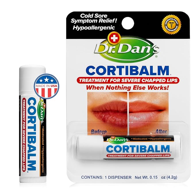 Dr. Dan's Cortibalm - 1 Pack - for Dry Cracked Lips - Healing Lip Balm for Severely Chapped Lips - Designed for Men, Women and Children…-Velvo Beauty