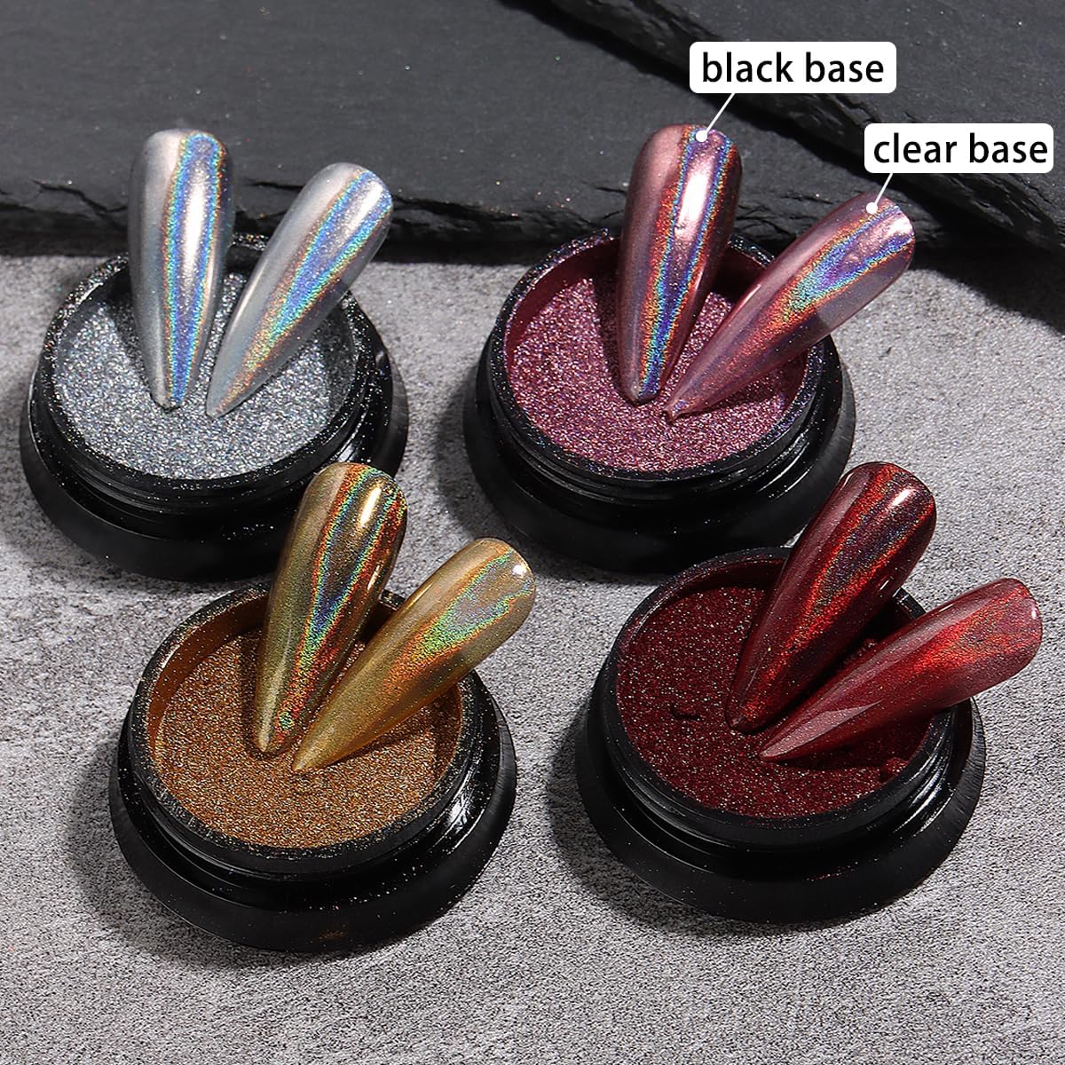 Chameleon Chrome Nail Powder, 10 boxes Pink Purple Aurora Chrome Powder, Gold Silver Holographic Nail Powder, Metallic Mirror Pigment for Nails, Rubbing Dust Manicure Glitter Set-Velvo Beauty