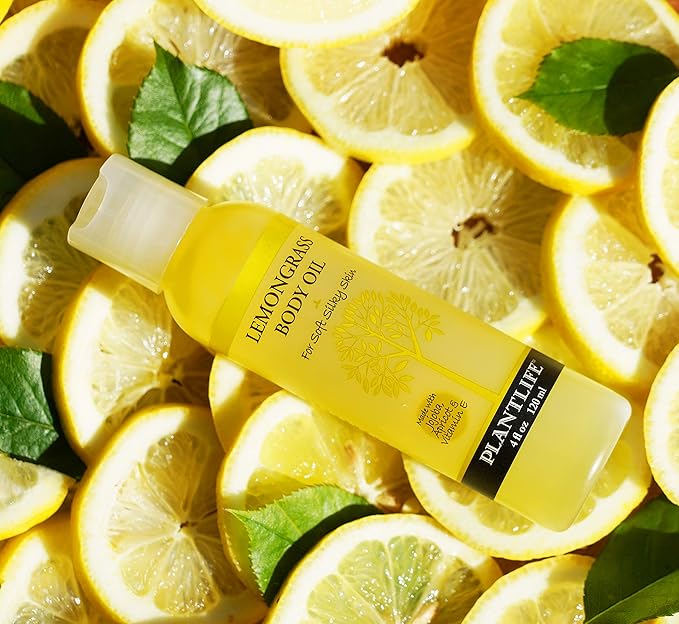 Plantlife Lemongrass Body Oil - Moisturizing Natural Body Oil for All Skin Types - Nourishing Dry Skin and Making It Feel Soft and Silky for Women & Men - Bath, Body & Massage Oil - 4oz-Velvo Beauty