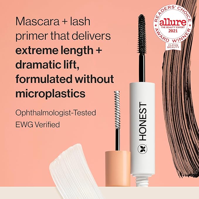 Honest Beauty 2-in-1 Extreme Length Mascara + Lash Primer 3-Pack | EWG Verified + Cruelty Free | 0.27 fl oz each (pack of 3)-Velvo Beauty