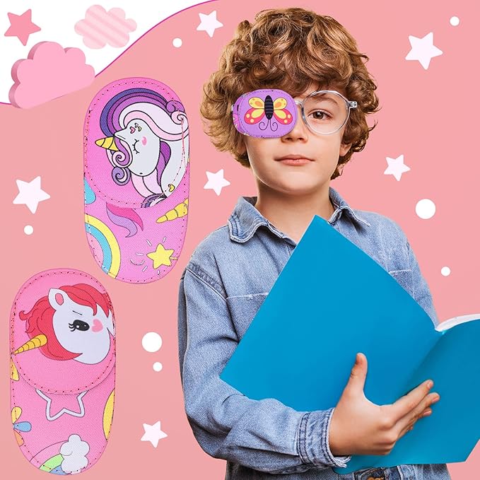 Newcotte 12 Pcs Eye Patch for Kids Girls Boys Reusable Eye Patch for Glasses over the Lens Colorful Eye Patch Toddler Eye Patch Adorable Kids Eye Patches Assorted Eye Patch Cover (Cute)-Velvo Beauty