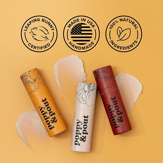 Poppy & Pout Wild Honey Jumbo Lip Balm | All Natural Lip Balms & Moisturizers | Hydrates with Beeswax, Vitamin E, Organic Coconut Oil | Cruelty-Free | Lip Balm in Recyclable Cardboard Tube-Velvo Beauty