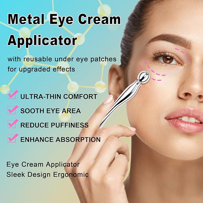 Aethland Reusable Eye Patches, 3 Pairs Silicone Under Eye Patches with Lifting Effect to Reduce Wrinkles and Fine Lines, Pair with Eye Roller Massager Eye Serums Cream Applicator-Velvo Beauty