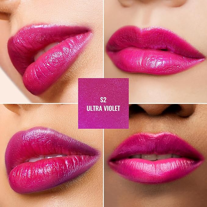 Oulac Moisture Pink Purple Lipstick - 2 in 1 Shimmer Lipstick & Lip Balm, Juicy & Glossy Finish, Long Lasting Hydrating, Smooth for Dry, Cracked and Chapped Lips, Vegan 2.2g/0.07oz (S02)-Velvo Beauty
