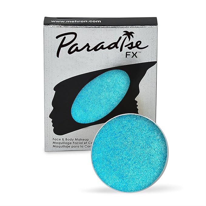 Mehron Makeup Paradise Makeup AQ Refill Size | Stage & Screen, Face & Body Painting, Cosplay, Halloween | Water Activated Face Paint, Body Paint, Cosplay Makeup .25 oz (7 ml) (Metallic Light Blue)-Velvo Beauty