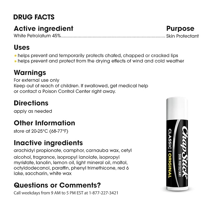 ChapStick Classic Original Lip Balm Tube, Lip Care - 0.15 Oz (1 Blister Pack)-Velvo Beauty