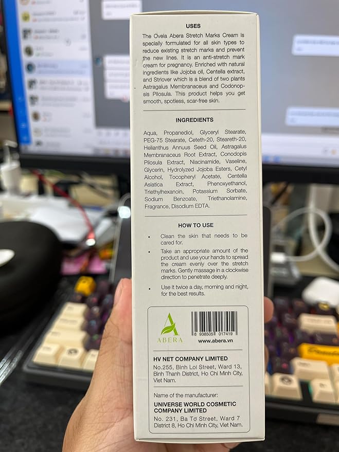 Abera Ovela Stretch Mark Cream, Stretch Marks Treatment For Pregnancy and Weight Fluctuations, Effective Treatment for Stretchmarks in All Skin Types (A. 1 Box + Ice Roller)-Velvo Beauty