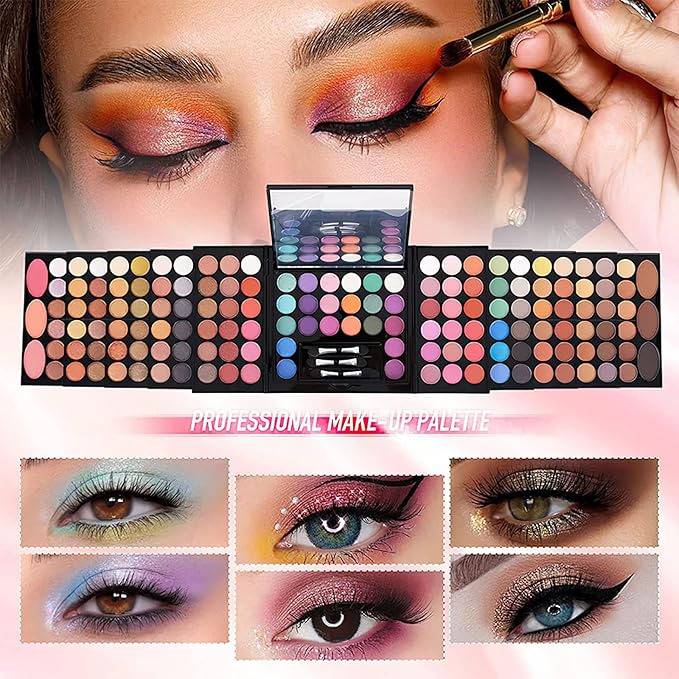 M 148 Colors Makeup Pallet,Professional Makeup Kit for Women Full Kit,All in One Makeup Sets for Women&Beginner,include Eyeshadow,Lipstick,Eyeliner,Concealer,makeup brush(045 Set-Black)-Velvo Beauty