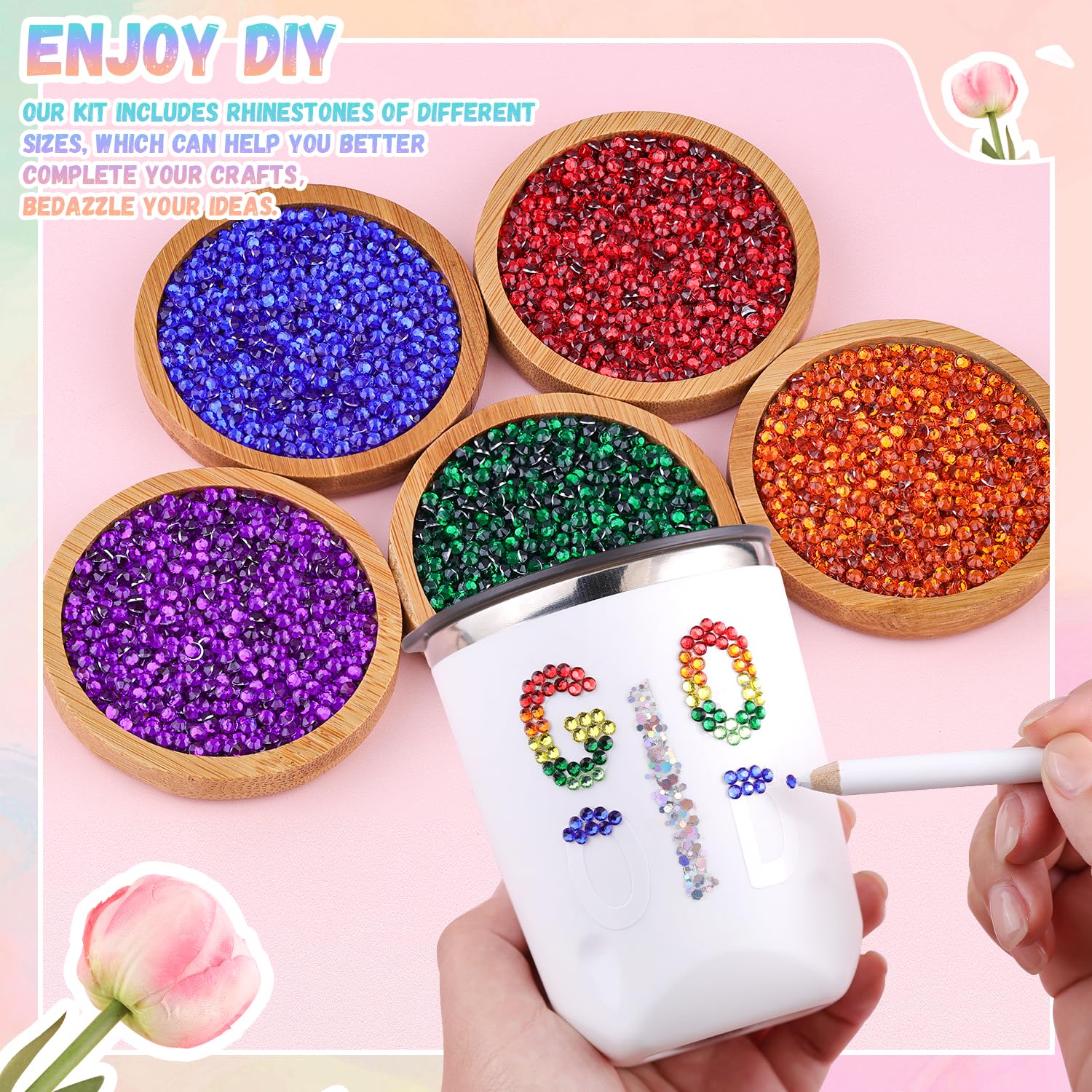 24000Pcs Resin Rhinestones with 3Pcs B7000 Jewelry Glue for Crafting, Multicolors 3mm Non Hotfix Flatback Gems, Bedazzling Crystal for DIY Crafts Clothing Tumblers Mugs Shoes Fabric Decor Nail Art-Velvo Beauty
