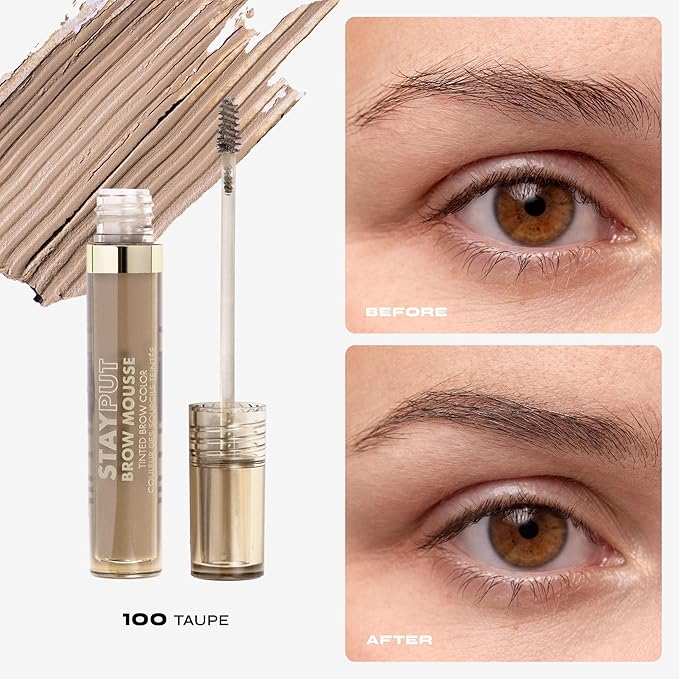Milani Brow Tint- Stay Put Tinted Brow Mousse, Nourishing, High-Pigment infused with Shea Butter, Jojoba Seed Oil & Panthenol Vitamin B5 - Taupe-Velvo Beauty