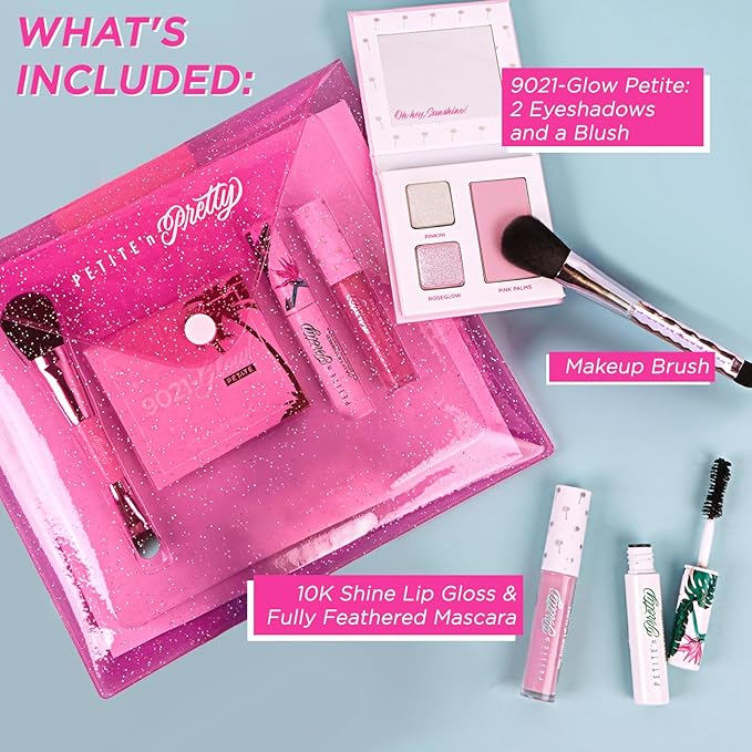 Petite 'n Pretty "Amazon Exclusive" Glow Basics Natural Makeup Starter Gift Set for Kids, Tweens & Teens for Eyes, Cheeks & Lips- Clean, Non Toxic-Velvo Beauty