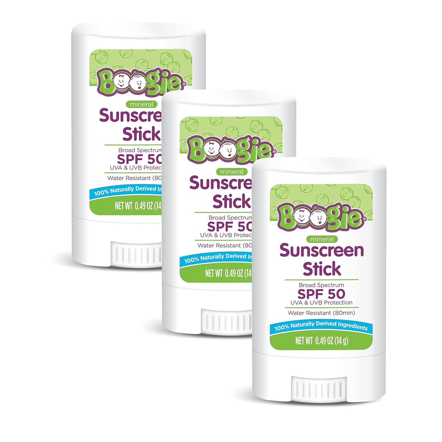 Baby Sunscreen Stick by Boogie Block, Mineral Sunscreen SPF 50, Travel Size Sunblock for Kids, Zinc Oxide, Water Resistant, Vegan, Fragrance Free Pack of 3-Velvo Beauty