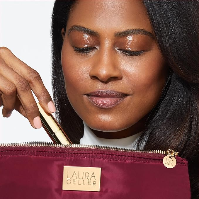 LAURA GELLER NEW YORK Quilted Makeup Bag with Brush Case, Burgundy - Toiletry Bag Organizer for Travel - Large Capacity Full Size Makeup Bag - Easy to Clean-Velvo Beauty