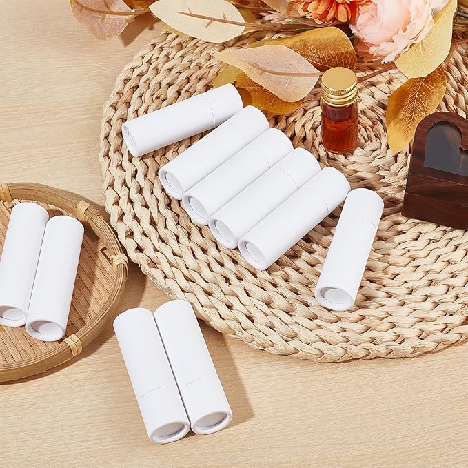 NICENEEDED 15 Pcs Kraft Paper Lipstick Tube, 0.4 Oz Paperboard Lip Balm Tubes, Cardboard Empty Deodorant Container Solid Perfume Tube Cosmetic Box for DIY Chapstick Deodorant Crayon-Velvo Beauty