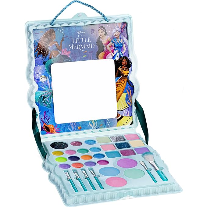 Disney’s The Little Mermaid Eye Lip and Face Beauty Soft Case Makeup Pallete for Girls Ages 3+ Perfect for Parties, Sleepovers & Makeovers-Velvo Beauty