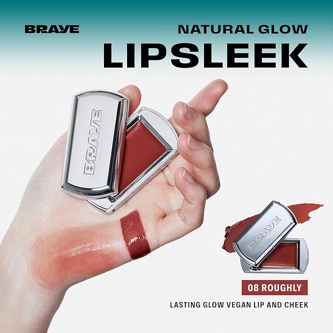 BRAYE Lipsleek Lip Balm, Monochromatic Cream Blush 2-in-1 Face Makeup, Hydrating & Mood Buildable, Vegan + Cruelty-Free Glow for Cheeks l 08 Roughly-Velvo Beauty