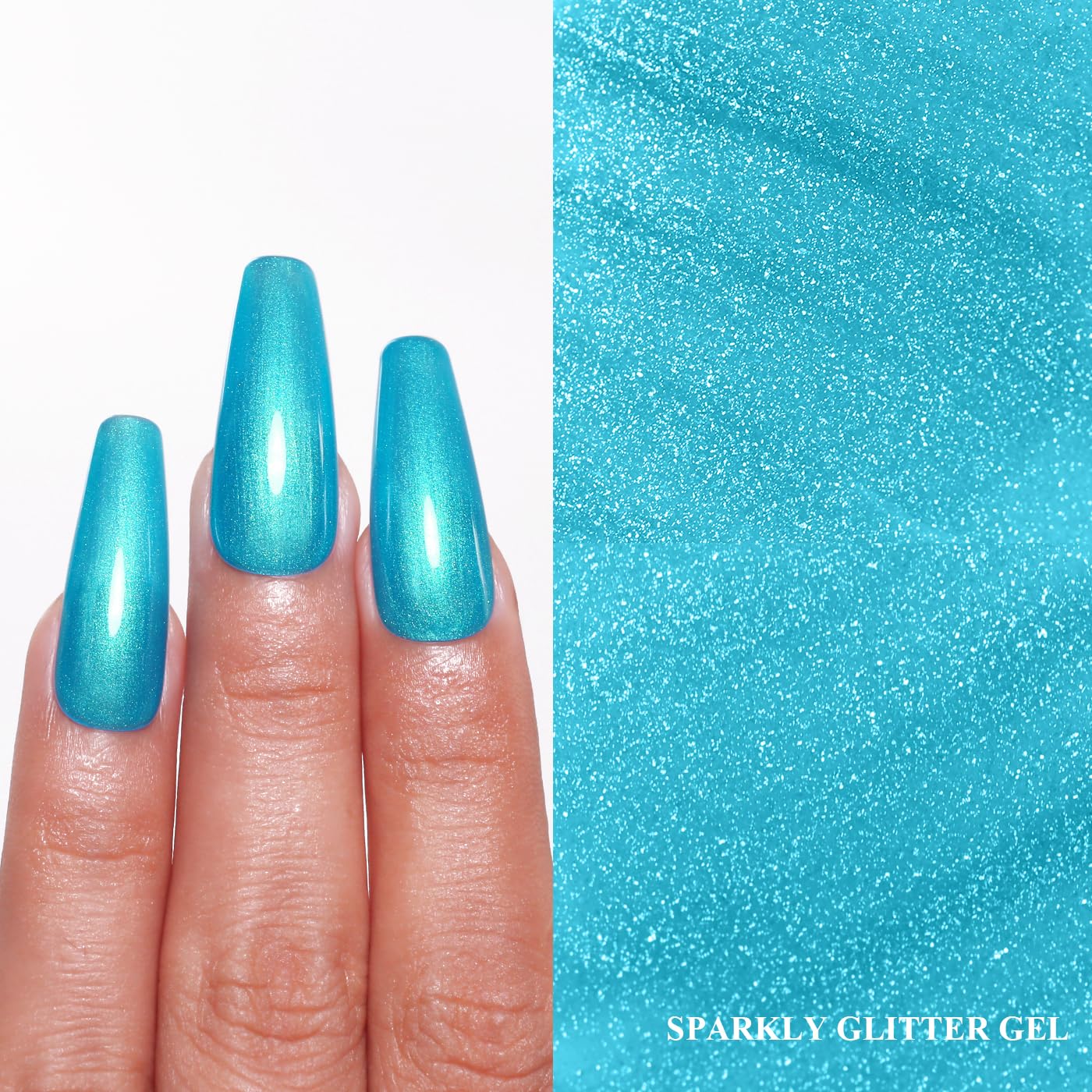 Imtiti Glitter Gel Nail Polish, Bright Blue Pearl Glitter Nail Gel Polish Diamond Shimmer Sparkle Soak Off UV LED Spring Summer Manicure 10ML-Velvo Beauty