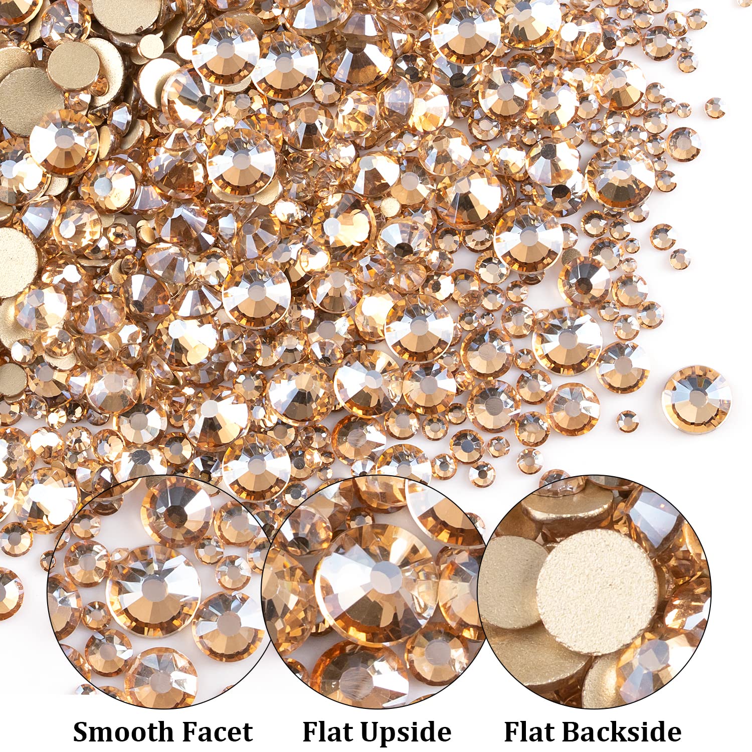 Two Packs of Flatback Rhinestones 4520 Pcs Colorful Nail Art Rhinestones Flatback Crystal Colorful+Champagne Rhinestone with Picker Pencil and Tweezer for Nail Art and Decoration-Velvo Beauty