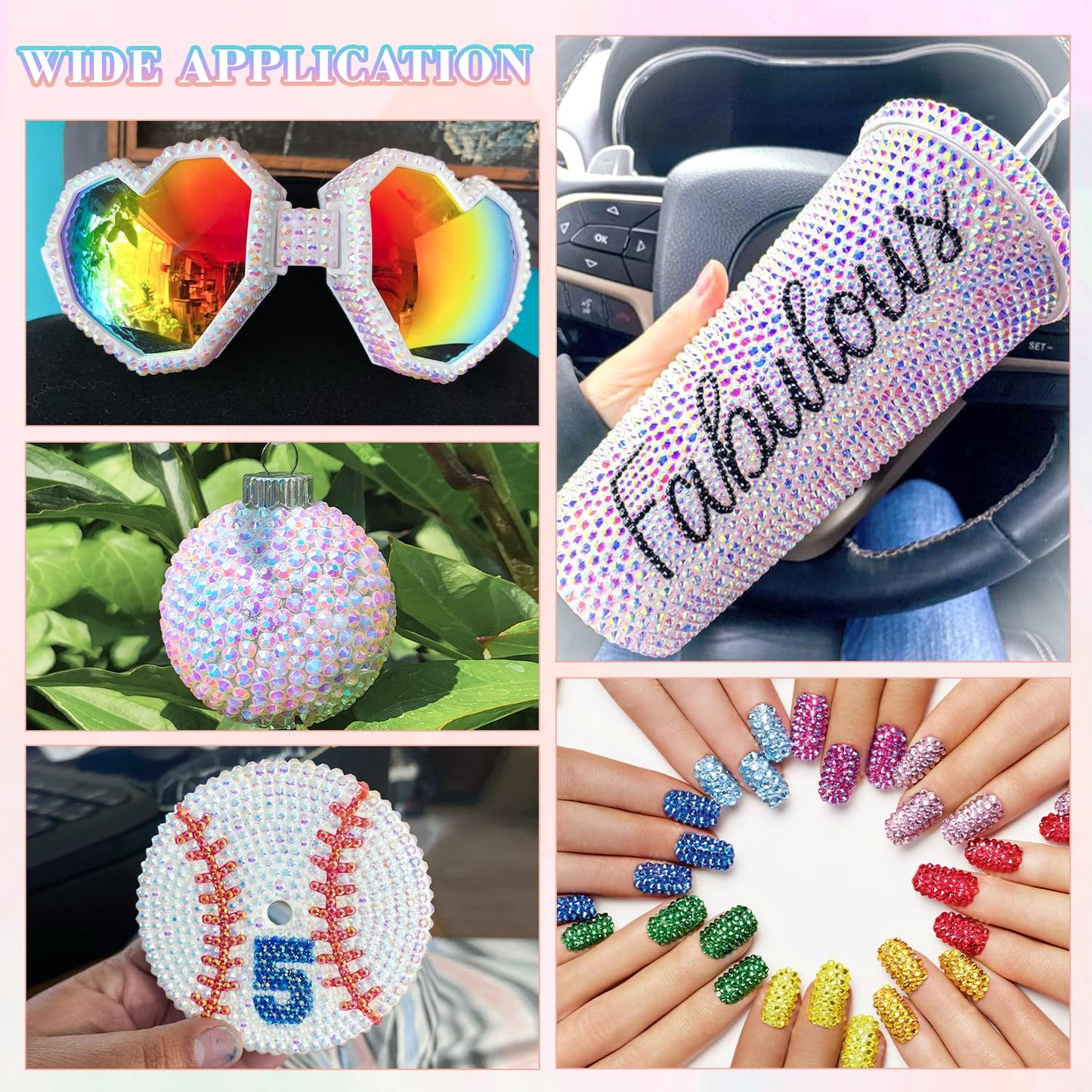 25000Pcs Resin Rhinestones with B7000 Jewelry Glue for Crafting, White AB 2-6mm Non Hotfix Flatback Gems, Bedazzling Crystal for DIY Crafts Clothing Tumblers Mugs Shoes Fabric Decor Nail Art-Velvo Beauty