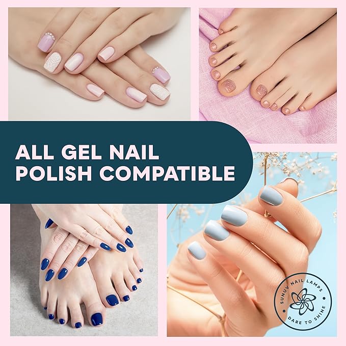 SUNUV UV LED Nail Lamp, UV Light for Gel Polish with 4 Timer Settings, Nail Dryer with LCD Display, Removable Base SUN4S Black-Velvo Beauty