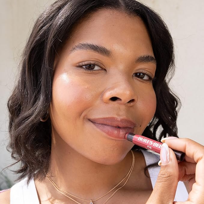 Burt's Bees Shimmer Lip Tint Set, Tinted Lip Balm Stick, Moisturizing for All Day Hydration with Natural Origin Glowy Pigmented Finish & Buildable Color, Fig (4-Pack)-Velvo Beauty