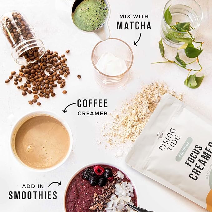 Rising Tide Organic Mushroom Superfood Creamer - Coconut Milk Powder, Lions Mane Mushrooms, & MCT Oil - Dairy Free, Unsweetened, Keto Friendly & Plant-Based - Only 4 Ingredients - Add to Coffee, Matcha or Smoothies-Velvo Beauty