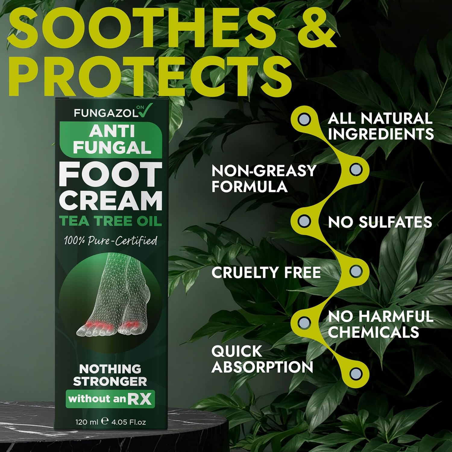 Foot Cream with Tea Tree Oil | Antifungal Cream to Soothes Cracked Heels, Dry Skin & Itchy Feet | Helps with Athlete’s Foot, Nail Fungus & Jock Itch | Relieves Itching & Burning | 4.05 fl oz-Velvo Beauty