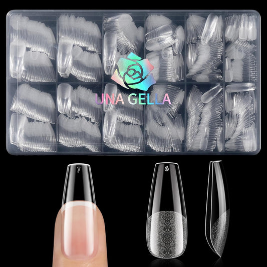 UNA GELLA Medium Coffin Nails Tips 600Pcs, Gel Nail Tips Coffin Pre Etched Press On Nails Fake Soft Gel Nail Tips For Nail Extension Ombre Stlye Art Home DIY Salon 12 Sizes-Velvo Beauty
